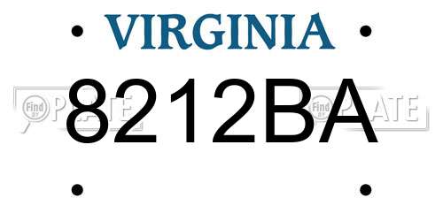 8212BA Virginia License Plate