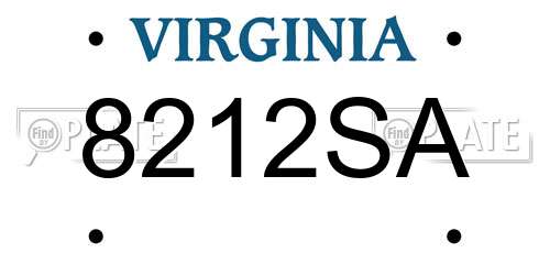 8212SA Virginia License Plate