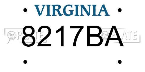 8217BA Virginia License Plate