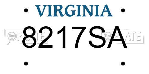 8217SA Virginia License Plate