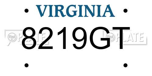 8219GT Virginia License Plate