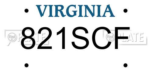 821SCF Virginia License Plate