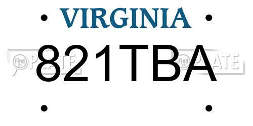 821TBA Virginia License Plate