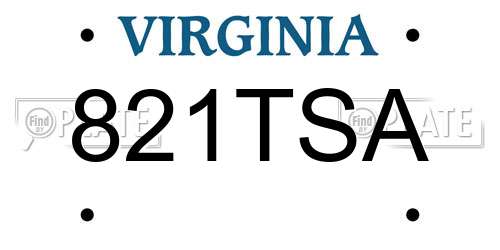 821TSA Virginia License Plate