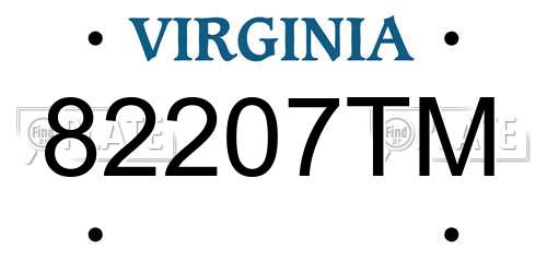 82207TM Virginia License Plate