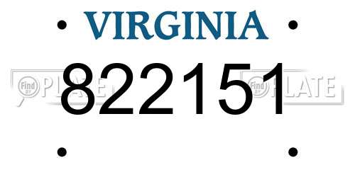 822151 Virginia License Plate