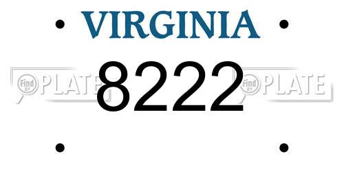 8222 Virginia License Plate