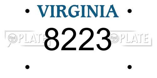 8223 Virginia License Plate