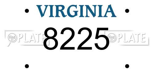 8225 Virginia License Plate