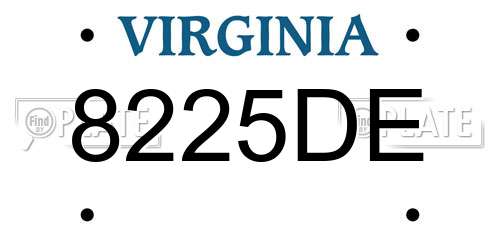 8225DE Virginia License Plate