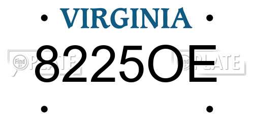 8225OE Virginia License Plate