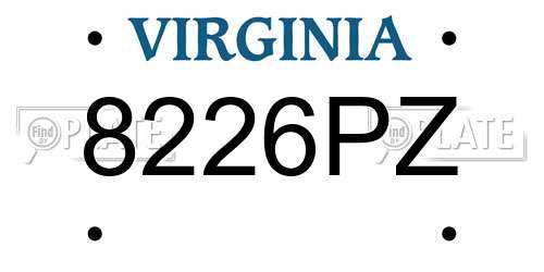 8226PZ Virginia License Plate