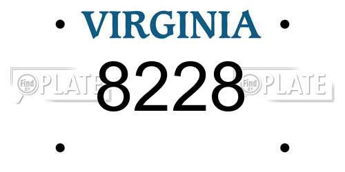 8228 Virginia License Plate