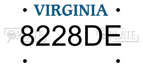8228DE Virginia License Plate