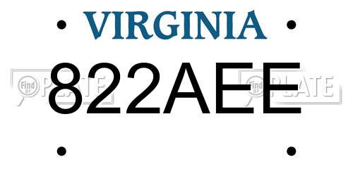 822AEE Virginia License Plate