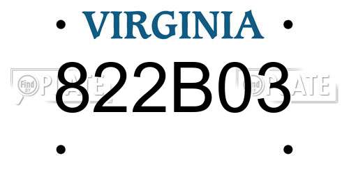 822B03 Virginia License Plate
