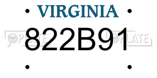 822B91 Virginia License Plate