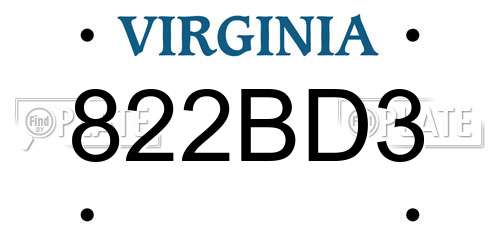 822BD3 Virginia License Plate