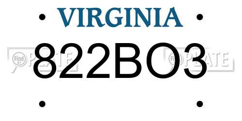 822BO3 Virginia License Plate