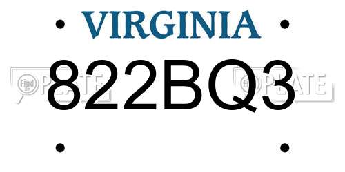822BQ3 Virginia License Plate