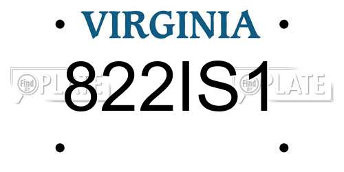 822IS1 Virginia License Plate