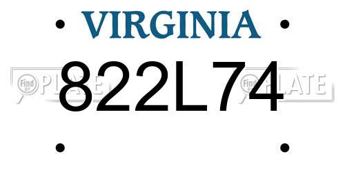 822L74 Virginia License Plate