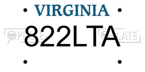 822LTA Virginia License Plate