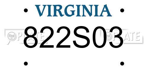 822S03 Virginia License Plate