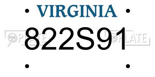 822S91 Virginia License Plate