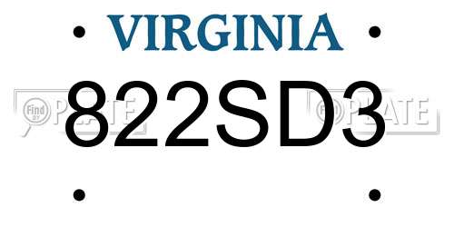 822SD3 Virginia License Plate