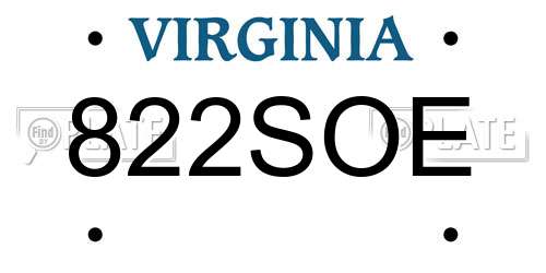822SOE Virginia License Plate