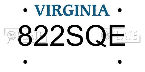 822SQE Virginia License Plate