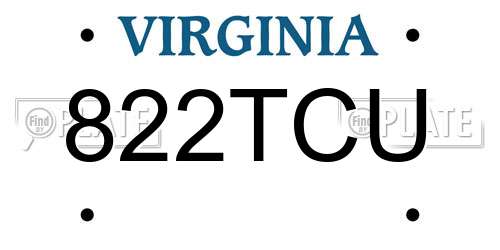 822TCU Virginia License Plate