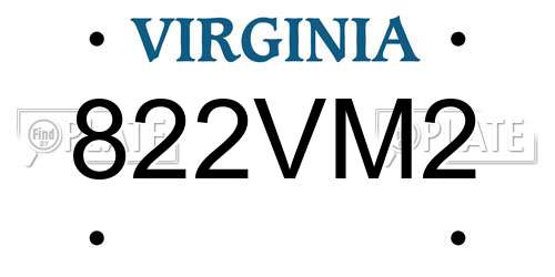 822VM2 Virginia License Plate