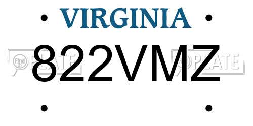 822VMZ Virginia License Plate