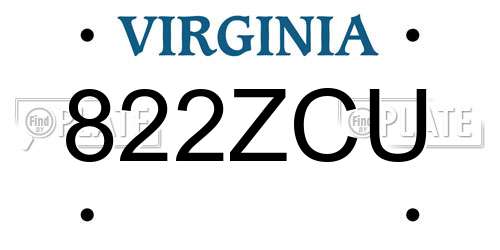 822ZCU Virginia License Plate