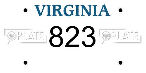 823 Virginia License Plate