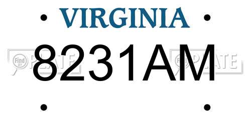 8231AM Virginia License Plate