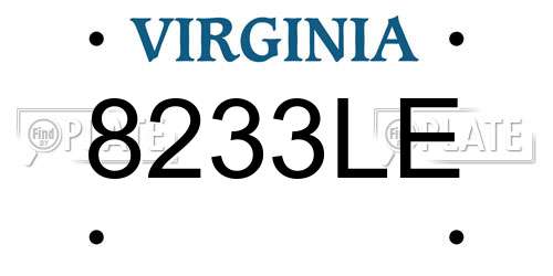 8233LE Virginia License Plate
