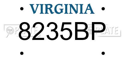 8235BP Virginia License Plate