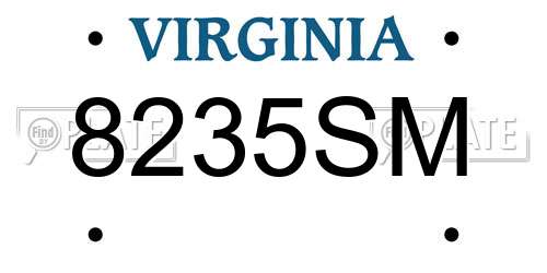 8235SM Virginia License Plate