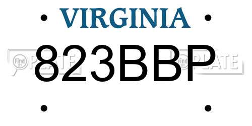 823BBP Virginia License Plate