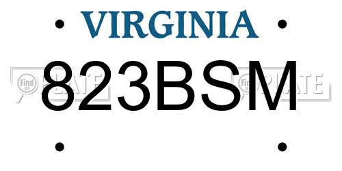 823BSM Virginia License Plate