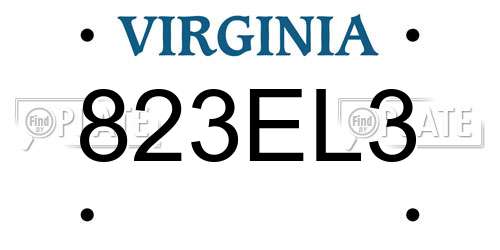 823EL3 Virginia License Plate