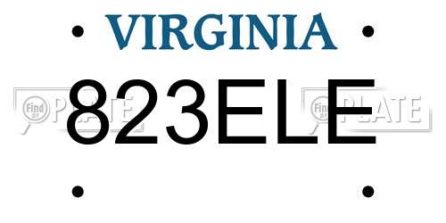 823ELE Virginia License Plate