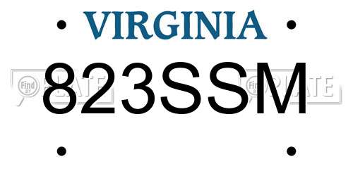 823SSM Virginia License Plate