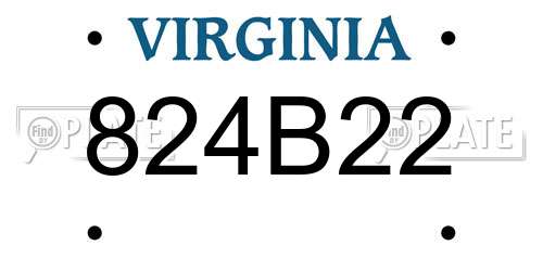824B22 Virginia License Plate