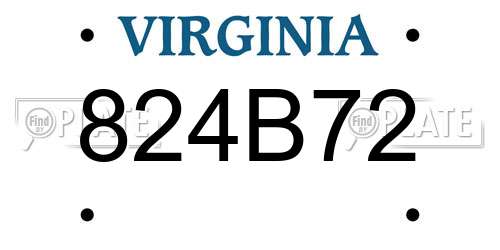 824B72 Virginia License Plate