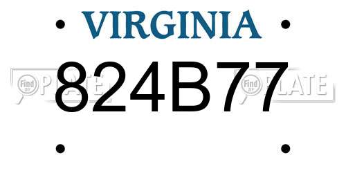824B77 Virginia License Plate