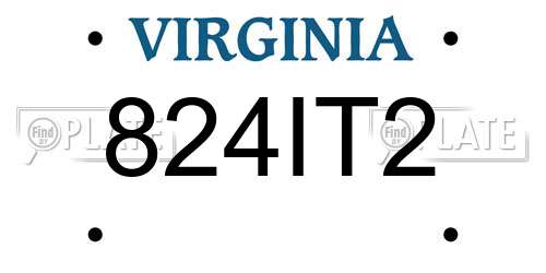 824IT2 Virginia License Plate